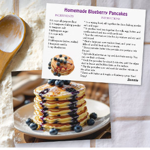 Homemade Blueberry Pancakes Recipe Card