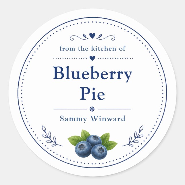 Homemade Blueberry Pie Label (Front)
