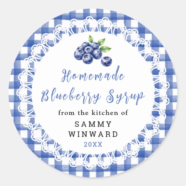Homemade Blueberry Syrup Bottle Label (Front)