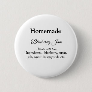 Homemade blueberry y jam made with love add text 6 cm round badge