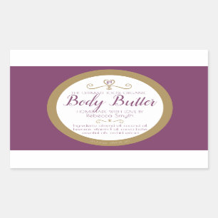 Homemade body butter ingredients purple gold label