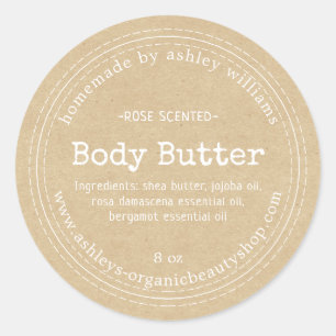 Homemade Body Butter Kraft Organic Business Label