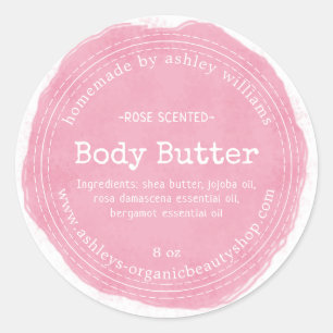 Homemade Body Butter Pink Organic Business Label