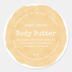 Homemade Body Butter Yellow Organic Business Label