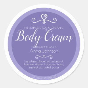 Homemade body cream ingredients blue white label