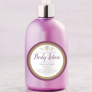 Homemade body lotion ingredients purple gold label