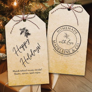 Homemade Botanical Custom Kraft Packaging Holiday Gift Tags