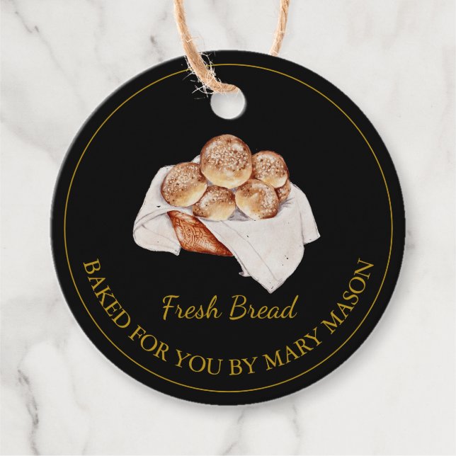Homemade Bread Favour Tags | Black (Front)