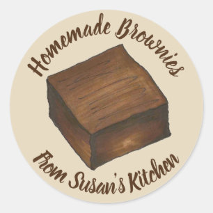 Homemade Brownies Personalised Baked By Kitchen Classic Round Sticker
