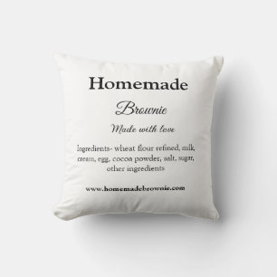 Homemade brwonie made with love add text website cushion