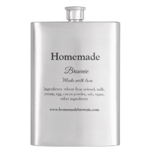 Homemade brwonie made with love add text website hip flask