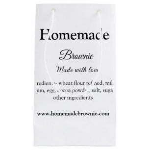 Homemade brwonie made with love add text website small gift bag