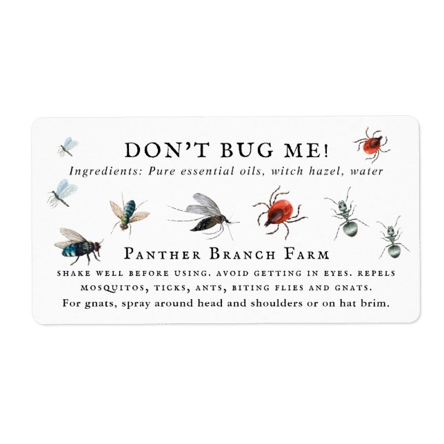 Homemade Bug Spray | Monogram Label (Front)