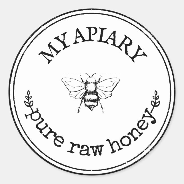 Homemade Bumblebee Farmhouse Round Labels Stickers (Front)