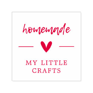 Homemade, Business Name, Heart, Custom Self-inking Stamp