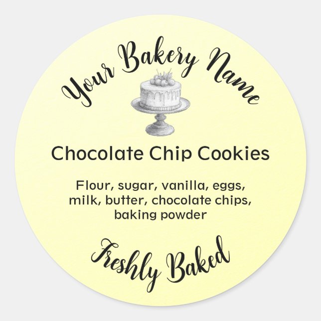 Homemade Cake Business Baking Label Yellow (Front)