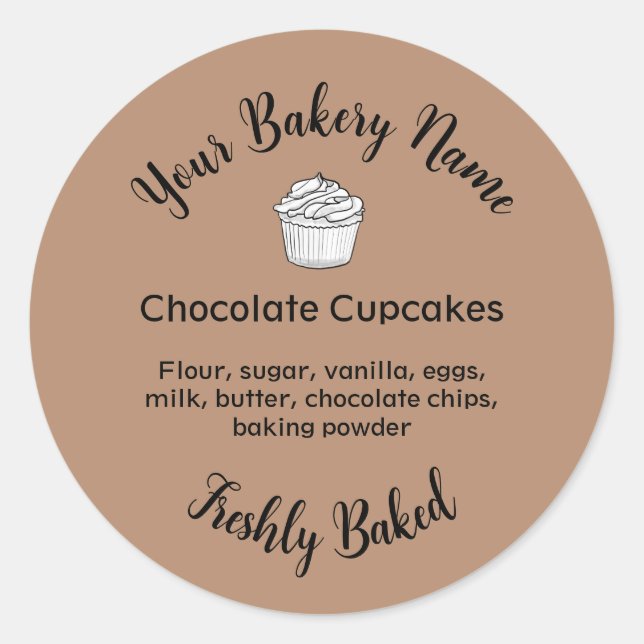 Homemade Cake Business Logo Baking Label Brown (Front)