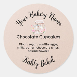 Homemade Cake Business Logo Baking Label Peach