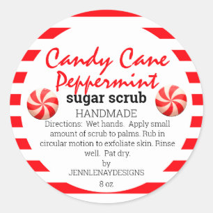 Homemade Candy Cane Peppermint Sugar Scrub DIY Classic Round Sticker