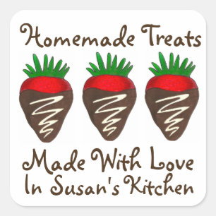 Homemade Candy Made With Love Chocolate Strawberry Square Sticker