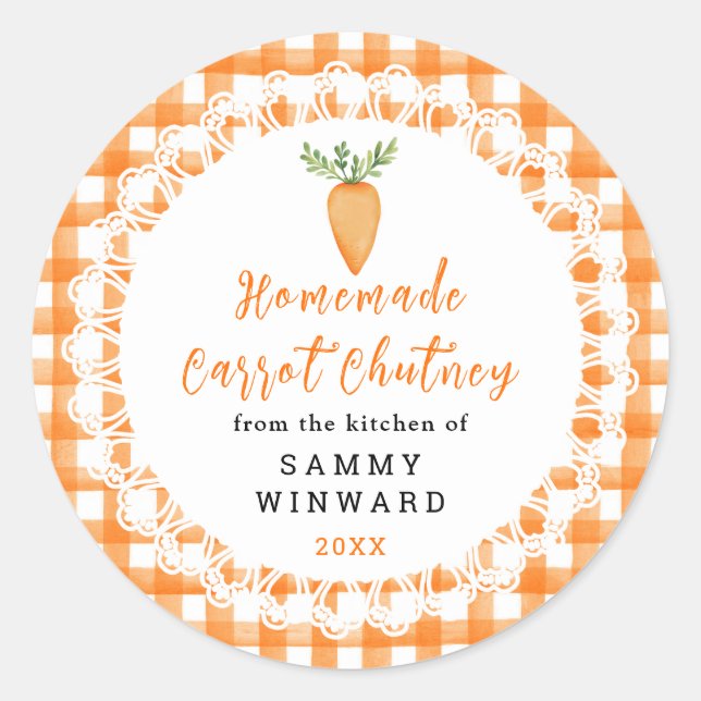 Homemade Carrot Chutney Label (Front)