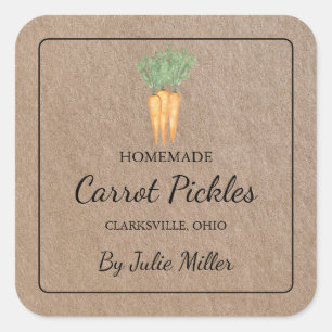 Homemade Carrot Square Kraft Paper Label