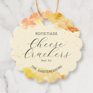 Homemade Cheese Crackers Watercolor Favour Tags