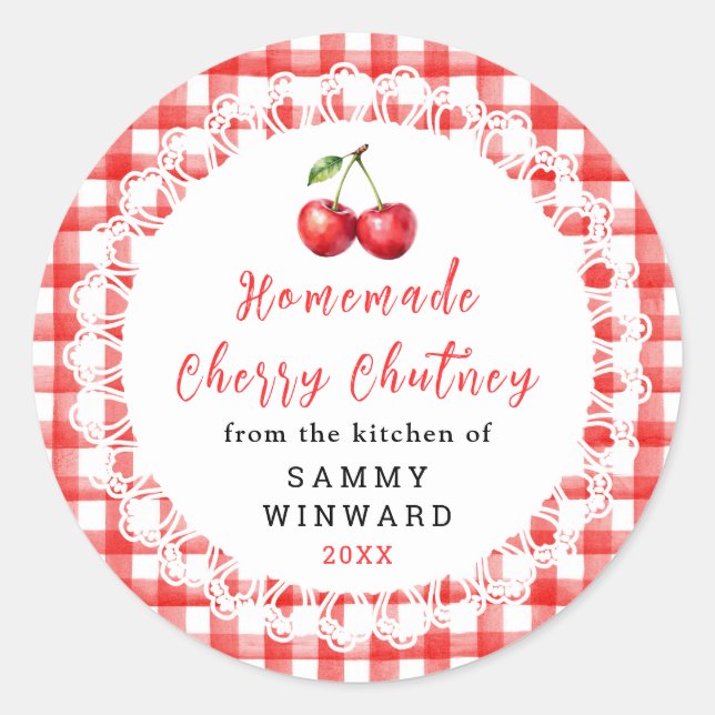 Homemade Cherry Chutney Jar Label (Front)