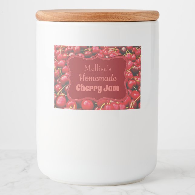Homemade Cherry Jam Custom Food Label (Front)
