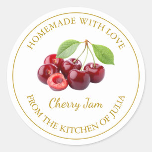 Homemade Cherry Jam Label   White