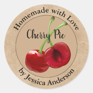 Homemade Cherry Pie Kraft Classic Round Sticker