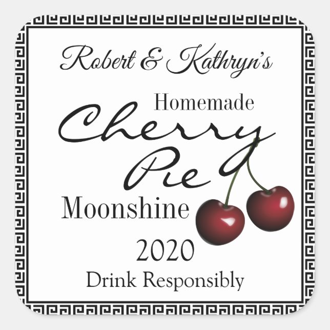 Homemade Cherry Pie Moonshine Personalised Square Sticker (Front)