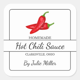 Homemade Chilli Sauce Square Label
