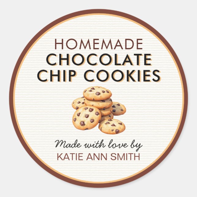 Homemade Chocolate Chip Cookie Label Stickers (Front)
