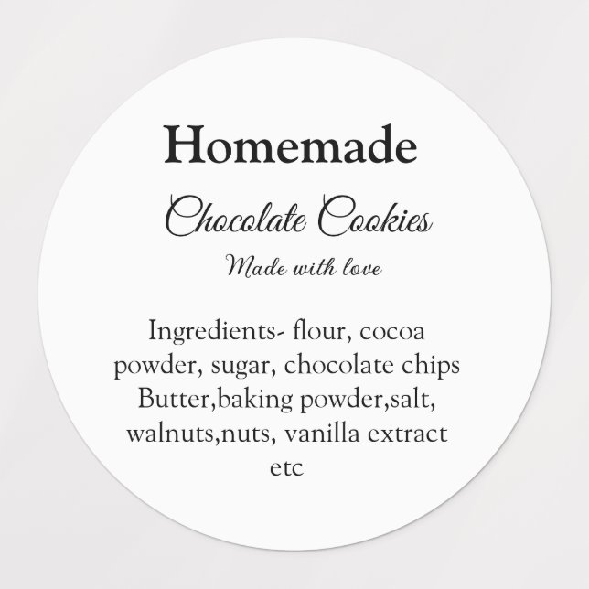 Homemade chocolate cookies made with love add text (Design 1)
