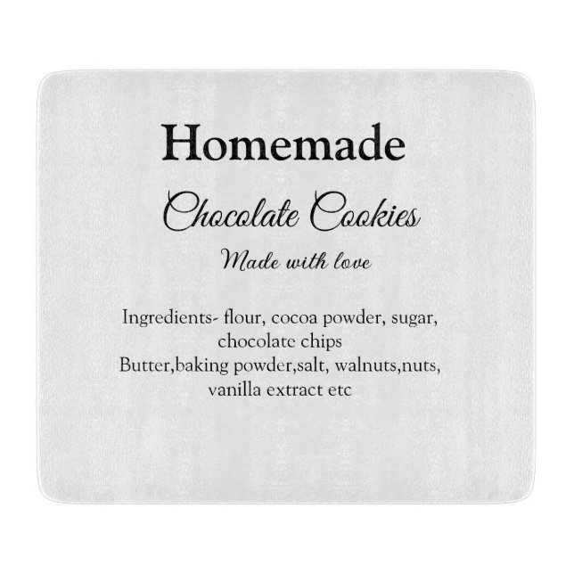 Homemade chocolate cookies made with love add text cutting board (Front)