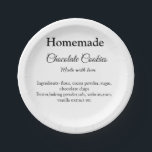 Homemade chocolate cookies made with love add text paper plate<br><div class="desc">Design</div>