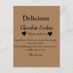 Homemade chocolate cookies made with love add text postcard