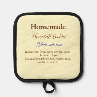 Homemade chocolate cookies made with love add text pot holder