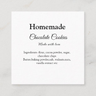 Homemade chocolate cookies made with love add text square business card