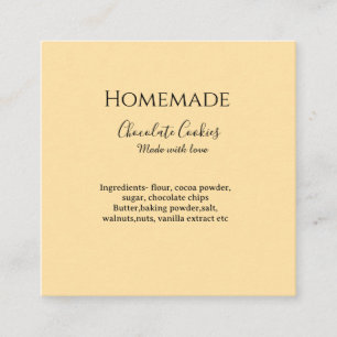 Homemade chocolate cookies made with love add text square business card