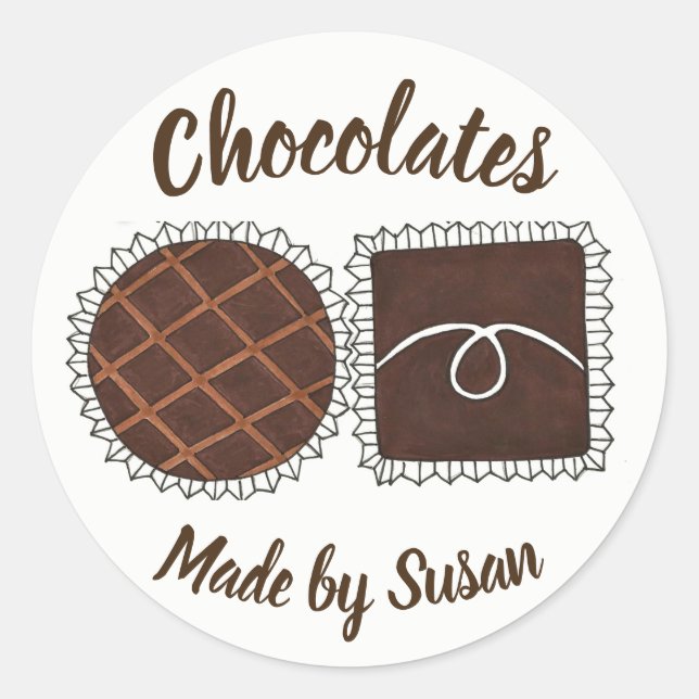 Homemade Chocolate Personalised Chocolatier Bonbon Classic Round Sticker (Front)