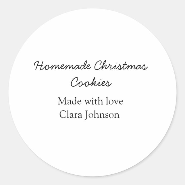 Homemade Christmas cookies made with love add name Classic Round Sticker (Front)