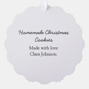 Homemade Christmas cookies made with love add name Tree Decoration Card