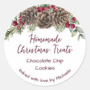 Homemade Christmas Cookies Rustic Watercolor Classic Round Sticker