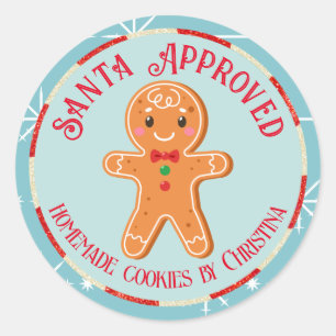 Homemade Christmas Cookies Santa Approved Blue Classic Round Sticker
