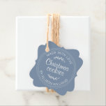 Homemade Christmas Cookies Vintage Blue Favour Tags<br><div class="desc">Rustic and simple homemade Christmas cookies label with the text made with love, Christmas cookies and your name in white handwritten chic script calligraphy and modern typography on a vintage blue background with a stylish touch of foliage. Simply add your name and the product name to the label. Exclusively designed...</div>