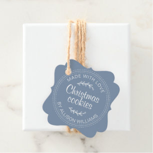 Homemade Christmas Cookies Vintage Blue Favour Tags