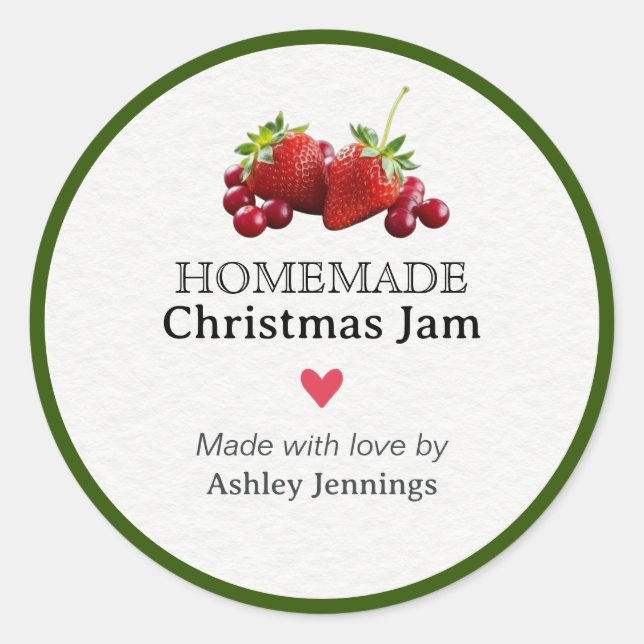Homemade Christmas Jam Label | Custom Sticker (Front)