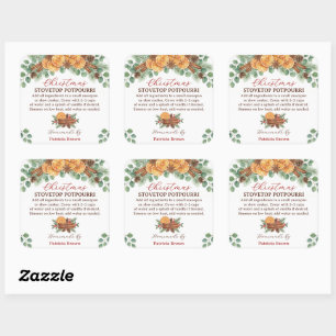 Homemade Christmas Stovetop Potpourri Recipe Square Sticker